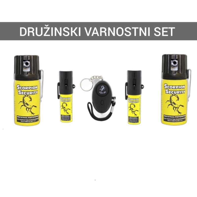 DRUŽINSKI VARNOSTNI SET - 2X SOLZIVEC SCORPION 40 ML + 2X 15 ML + OSEBNI ALARM